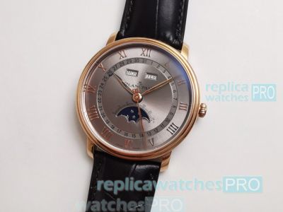 Swiss Replica Blancpain Villeret 6654 Moonphase Watch Grey Dial